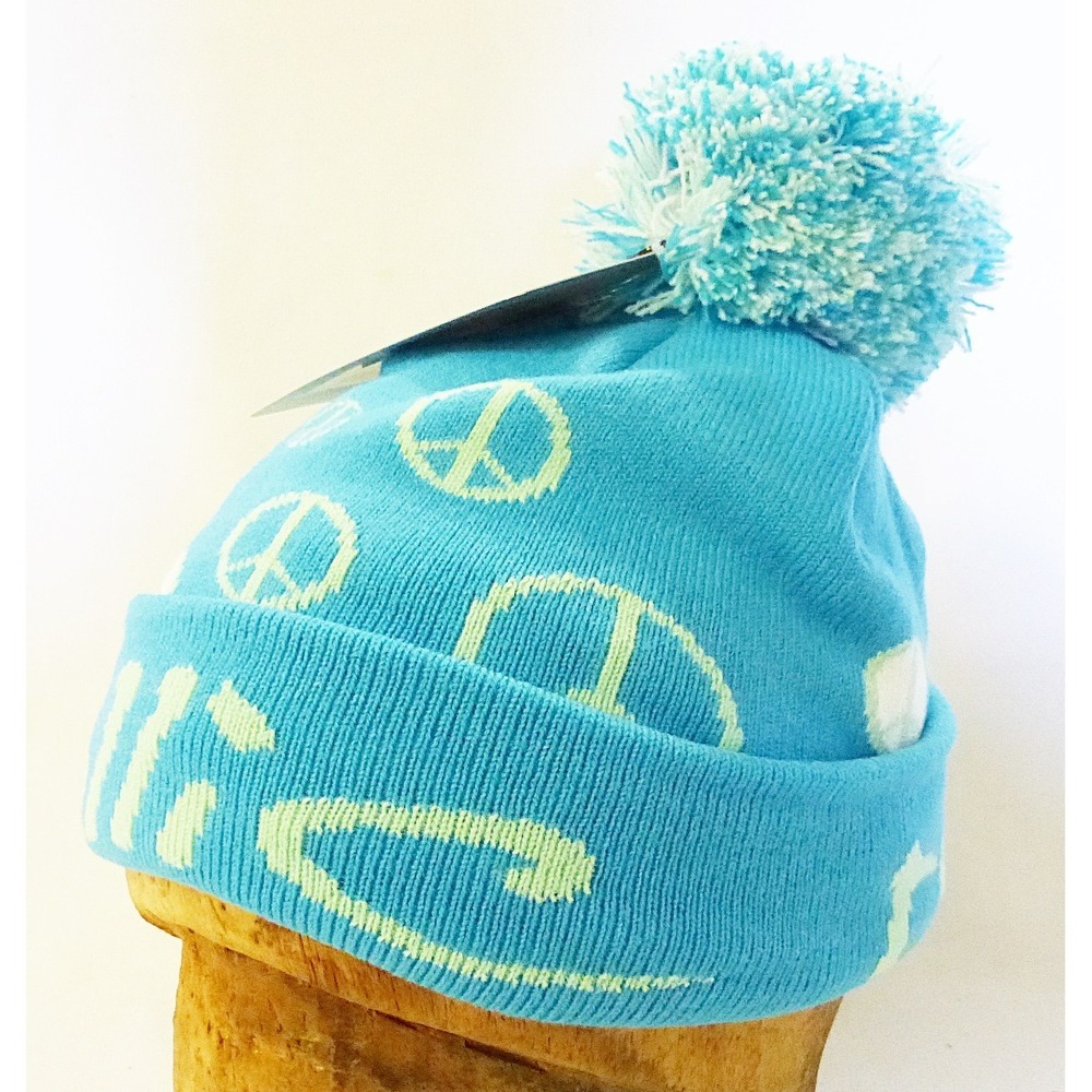Rollic gear cap beanie‎ winter hat turquoise new peace sign gorpcore streetwear